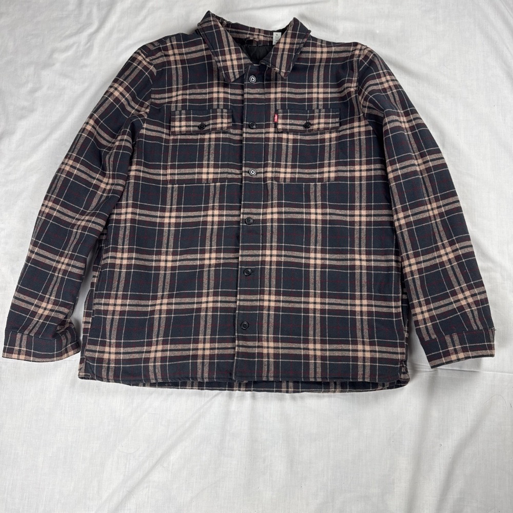 Levis Plaid Men Jacket Lined Buttons And‎ Zipper Sz XL